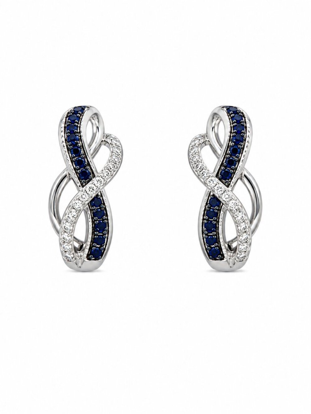 Natural Blue Diamond Earrings on Rhodium Over Brass - NEW $199 MSRP